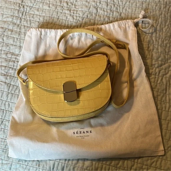 NWOT Sézane | Claude Bag in Buttercup Croco - Picture 1 of 2